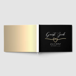 Elegant svart vigselgästbok i guld gästböcker