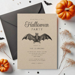 Elegant svart vintage fladdermus Halloween Inbjudningar