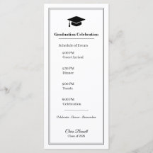 Elegant svart & vit 2026 examensprogramkort