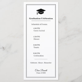 Elegant svart & vit 2026 examensprogramkort program