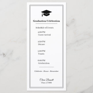 Elegant svart & vit 2026 examensprogramkort program