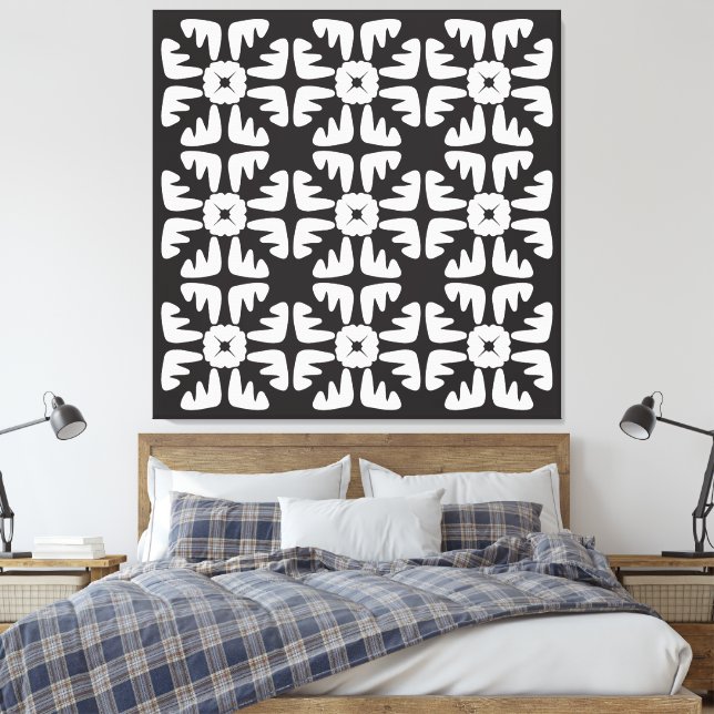 Elegant svart-vit abstrakt mönster canvastryck (Insitu (sovrum))