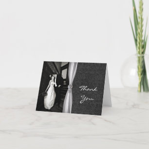 Elegant svart & vit anpassad fototackkort tack kort