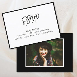 Elegant svart & vit Bat Mitzvah-bild RSVP-kort Tilläggskort