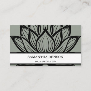 Elegant svart & vit blomlogotyp yoga visitkort