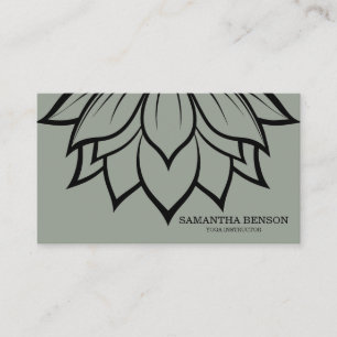 Elegant svart & vit blomlogotyp yoga visitkort