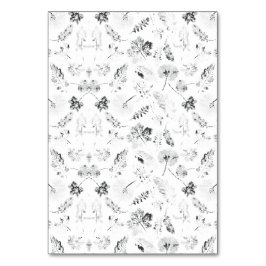 Elegant svart-vit blommig design som visar d bordsnummer