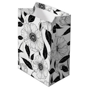 Elegant svart-vit blommig linjekonst mönster (1)