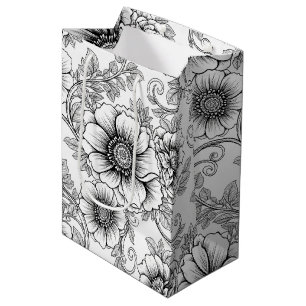 Elegant svart-vit blommig linjekonst mönster (5)