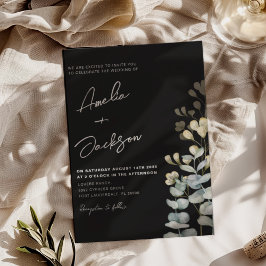 Elegant svart & vit botanisk bröllopsinbjudan inbjudningar