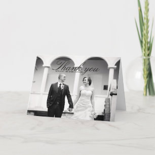 Elegant svart & vit bröllop tackkort