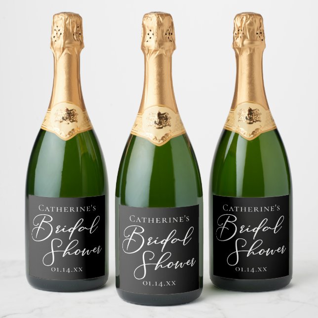 Elegant svart vit bröllopsdusch Personlig (Flaskor)
