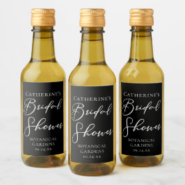 Elegant svart vit bröllopsdusch Personlig Vinetikett