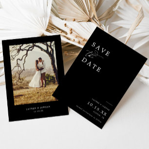 Elegant svart-vit bröllopsfotografi spara datumet