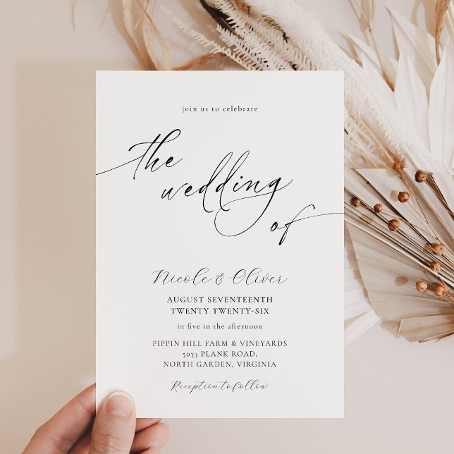 Elegant svart-vit bröllopsinbjudan inbjudningar (Anouk Collection Black and White Delicate Wedding Invitation)