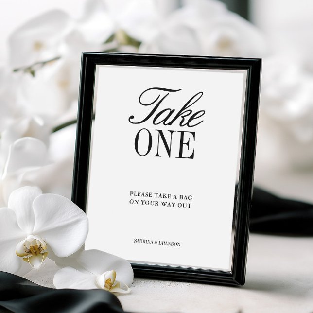 Elegant svart & vit bröllopspresentkortsskylt (Elegant Black & White Wedding Favor Sign)