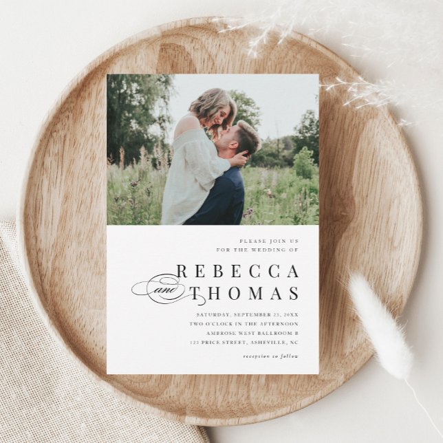 Elegant svart-vit bröllopsskrift inbjudningar (Skapare uppladdad)