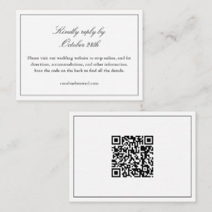 Elegant svart-vit bröllopswebbplats QR-kod RSVP Tilläggskort