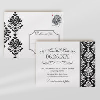 Elegant Svart Vit Damask Rullande Bröllop