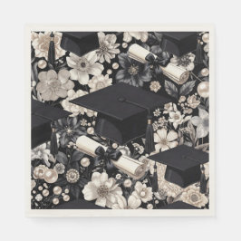 Elegant svart vit examensfest servett