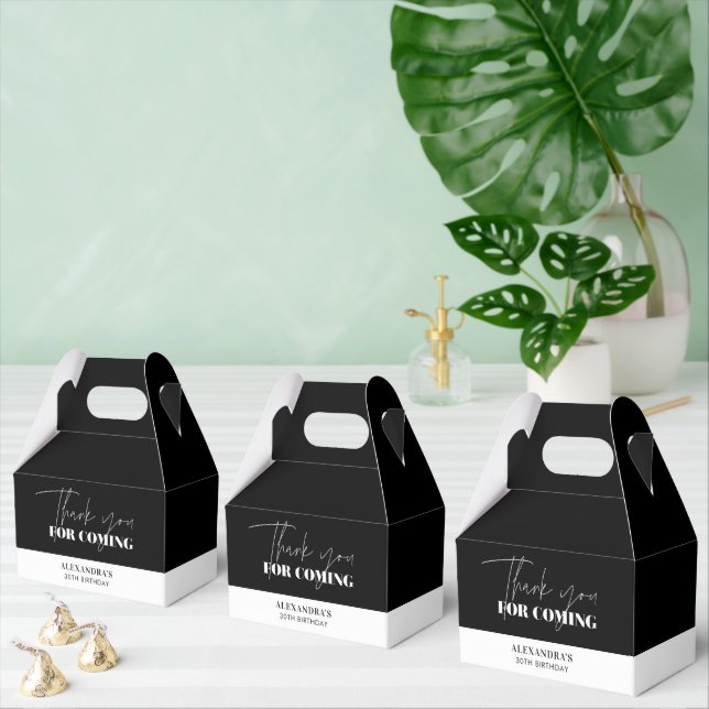 Elegant svart vit födelsedags tack presentaskar (Multipel)