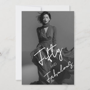 Elegant svart & vit foto Femtio och fantastisk Inbjudningar