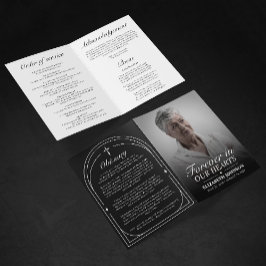 Elegant svart & vit fotobegravning program