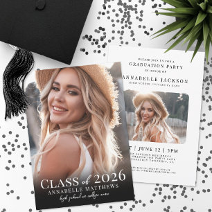 Elegant svart-vit fotoexamen inbjudningar