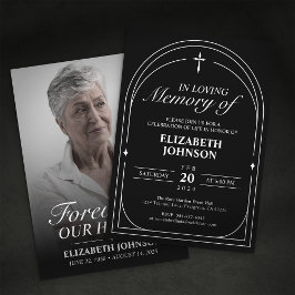 Elegant svart-vit fotofuneralminneshögtid inbjudningar