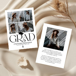 Elegant svart-vit fotokollage-examen meddelande