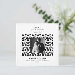 Elegant svart vit geometrisk blomsterlig save the spara datumet