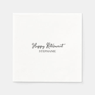 Elegant svart & vit glad pensionering pappersservett