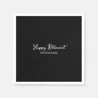 Elegant svart & vit glad pensionering pappersservett