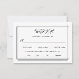 Elegant svart, vit gräns Gamle Money bröllop OSA Kort