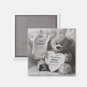 Elegant svart & vit graviditetspresent magnet