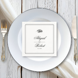 Elegant svart, vit gren trippelkant bröllop pappersservett