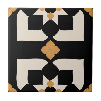 Elegant svart &vit Gul Abstrakt Blommig Kakelplatta
