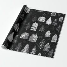 Elegant svart vit julinpackningspapper