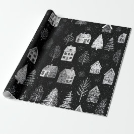 Elegant svart vit julinpackningspapper presentpapper