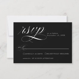 Elegant svart-vit kalligrafi bröllop RSVP-kort OSA Kort