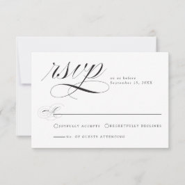 Elegant svart-vit kalligrafi bröllops-RSVP-kort OSA Kort