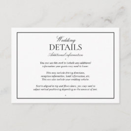 Elegant Svart Vit Klassisk Skript Detaljer Tilläggskort