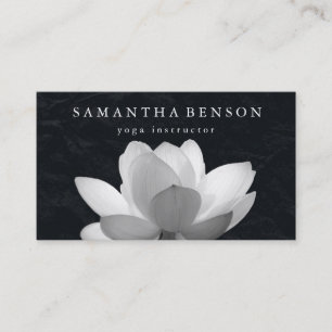 Elegant svart & vit Lotusblomma Logo Yoga Visitkort