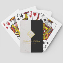 Elegant svart vit marmor monogram guld bröllop