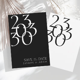 Elegant svart vit minimal datum typografi bröllop spara datumet