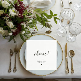 Elegant svart & vit minimalistisk bröllopsdekor pappersservett
