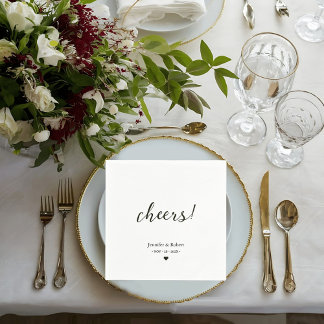 Elegant svart & vit minimalistisk bröllopsdekor pappersservett