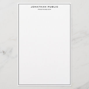 Elegant svart, vit, minimalistisk, klassisk mall brevpapper
