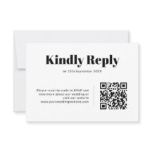 Elegant svart & vit minimalistisk QR-kod bröllop