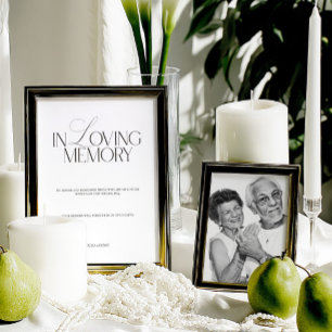 Elegant svart & vit minnestavla med texten 'In Lov